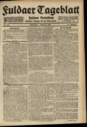 Ausgabe vom Donnerstag, den 01. September 1921.