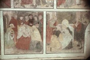 Hortus conclusus mit Himmlischem Jerusalem, Gottvater und Propheten, darunter Szenen aus dem Marienleben