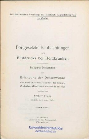 Fortgesetzte Beobachtungen des Blutdrucks bei Herzkranken