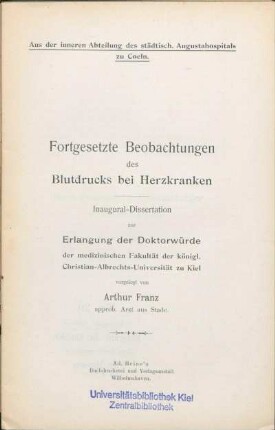 Fortgesetzte Beobachtungen des Blutdrucks bei Herzkranken