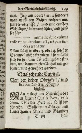Das zehende Capitel. Von der hohen Obrigkeit/ und des Landsherren Schuldigkeit.