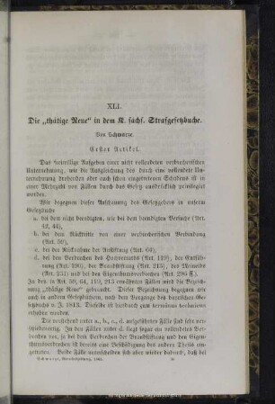 XLI. Die "thätige Reue" in dem K. sächs. Strafgesetzbuche