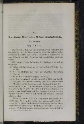 XLI. Die "thätige Reue" in dem K. sächs. Strafgesetzbuche