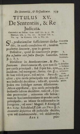 Titulus XV. de Sententiis, & Re Judicata.