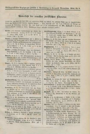 Uebersicht der neuesten juristischen Literatur