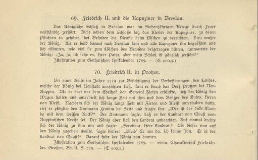 69. Friedrich II. und die Kapuziner in Breslau ; 70. Friedrich II. in Protzen