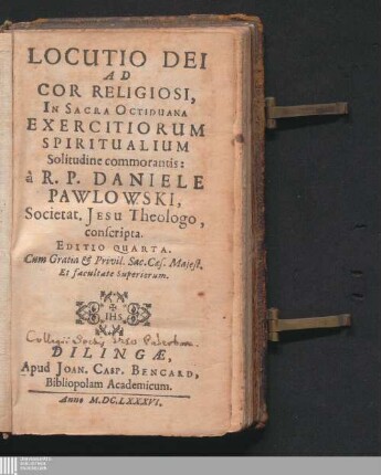 Locutio Dei Ad Cor Religiosi : In Sacra Octiduana Exercitiorum Spiritualium Solitudine commorantis