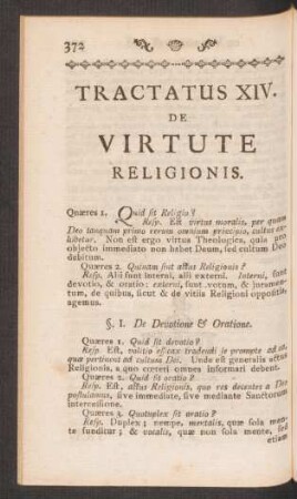 Tractatus XIV. De Virtute Religionis.