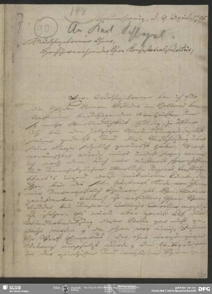 Eigenh. Brief von Johann Joachim Eschenburg an Karl August Moritz Schlegel, Braunschweig, 09.04.1795