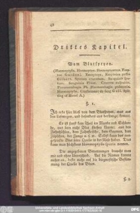 Drittes Kapitel. Vom Blutspeyen.