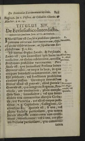 Titulus XIV. De Ecclesiastico Interdicto.