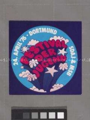 Aufkleber der SDAJ zu dem Jugendfestival in Dortmund 1976