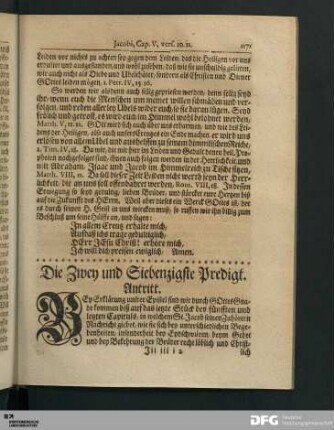 Die Zwey und Siebenzigste Predigt.