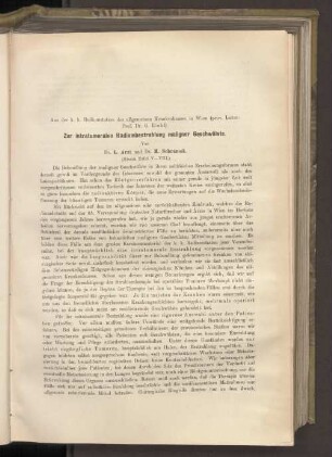 Zur intratumoralen Radiumbestrahlung maligner Geschwülste.