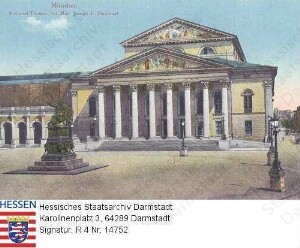 München, Nationaltheater mit Denkmal für Max Joseph, später König Maximilian I. v. Bayern (1789-1818)