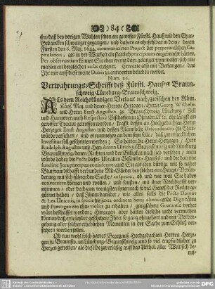 Num. 26. Verwahrungs-Schrift deß Fürstl. Hauses Braunschweig-Lüneburg-Braunschweig