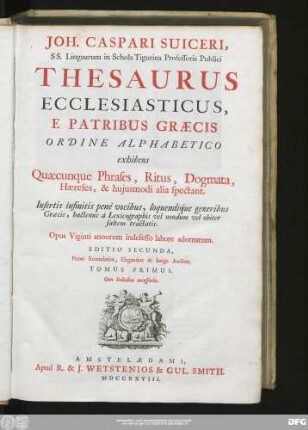 Tomus Primus: [Alpha - Iota]