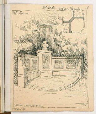 Ehrungsdenkmal Monatskonkurrenz Januar 1919: Grundriss 1:200; perspektivische Ansicht