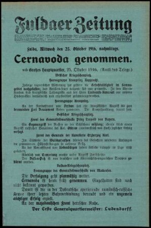 Ausgabe vom Mittwoch, den 25. Oktober 1916.