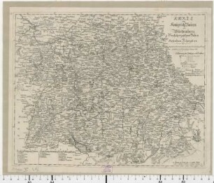 Karte von Koenigreich Baiern und Würtemberg, Grossherzogthum Baden und Fürstenthum Hohenzollern