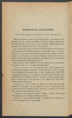 Sociedad de las Naciones : Gastos militares y reducción de los armamentos