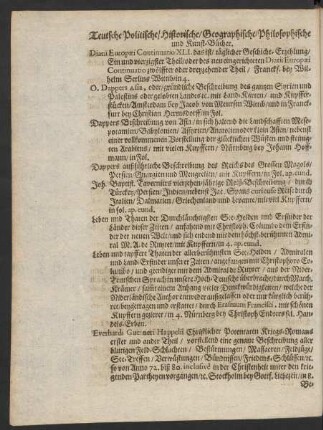 Teutsche Politische/ Historische/ Geographische/ Philosophische/ und Kunst-Bücher.