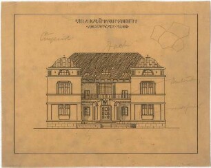 Billing, Hermann; Mannheim (Baden-Württemberg), Kolpingstr. 15 (früher Hildastr.); Villa Kauffmann - Vorderfassade (Ansicht)
