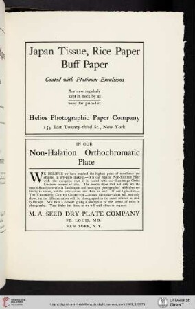Helios Photographic Paper Company [Japan Tissue, Rice Paper, Buff Paper]