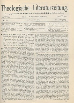 553-555 [Rezension] A Dictionary of the Bible, dealing with its Language, Literature and Contents including the Biblical Theology, edited by James Hastings