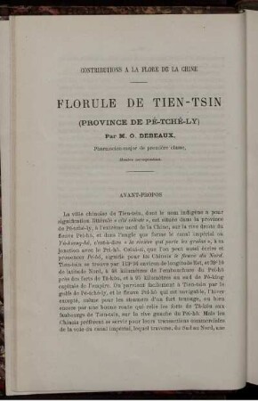 Florule De Tien-Tsin (Province De Pé-Tché-Ly)