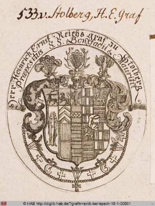 Wappen des Grafen Heinrich Ernst zu Stolberg-Wernigerode