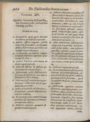 Titulus XIV. Qualiter Sententiæ & Processus, qui dicuntur nulli, defendi seu reparari possint.