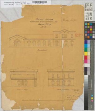 Revisionszeichnung des definitiven Empfangsgebäudes auf Bahnhof Kettwig, Blatt 4: Ansichten, o. M. Hge, Sknr.: 2, Fanr.: 3, Bunr.: 6
