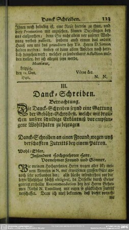 III. Danck-Schreiben