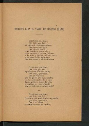 Couplets para el tango del segundo cuadro