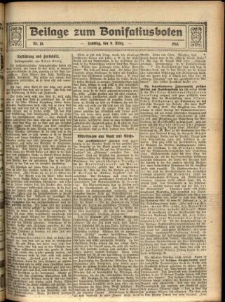 Zweite Ausgabe vom Sonntag, den 09. März 1913.