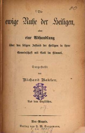 Die ewige Ruhe der Heiligen