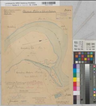Ems Kanalisierung Blatt 11 überstaute Fläche bei Lehe und Herbrum 1893 1 : 2000 50 x 36 kol. Zeichnung A. Franke, Wasserbauinspektor Wasser- und Schiffahrtsdirektion Münster