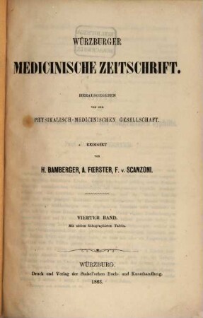Würzburger medicinische Zeitschrift. 4, 4. 1863