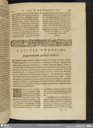 Capitis Undecimi. Argumentum, partitio, analysis