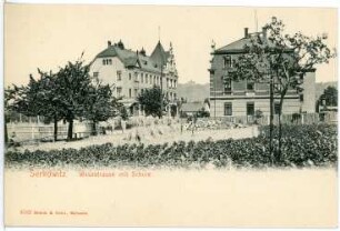 Serkowitz. Wasastraße mit Schule