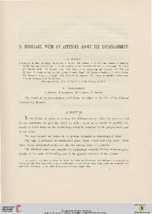 II. Itinerary, with an Appendix about the Establishment
