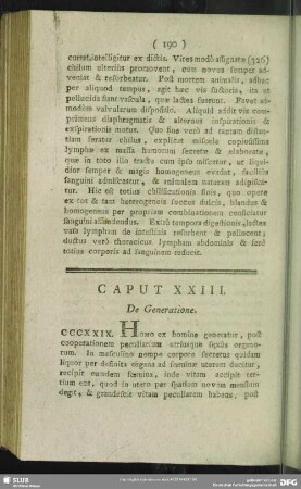 Caput XXIII. De Generatione