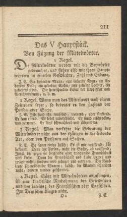 Das V Hauptstück. Von Fügung der Mittelwörter.