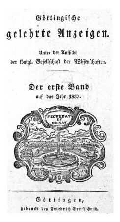 1837,1: Göttingische gelehrte Anzeigen