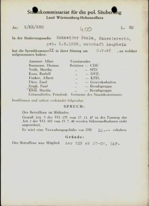 Schneider, Paula