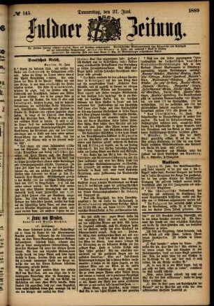 Ausgabe vom Donnerstag, den 27. Juni 1889.