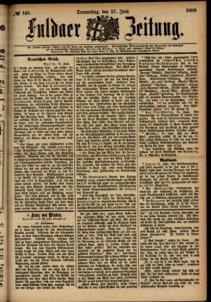 Ausgabe vom Donnerstag, den 27. Juni 1889.