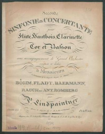 Seconde Sinfonie=Concertante pour Flûte, Hautbois, Clarinette, Cor et Basson avec accompagnement de Grand Orchestre : Oeuvre 44.