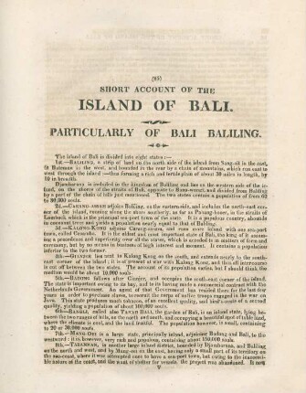 Short account of the Island of Bali. Particularly of Bali baliling